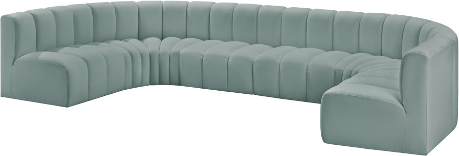 Arc Faux Leather Fabric 8pc. Sectional Mint - 101Mint-S8A - Vega Furniture