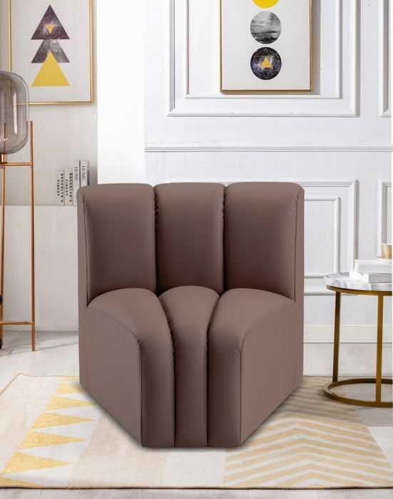 Arc Faux Leather Modular Chair Brown - 101Brown-CC - Vega Furniture