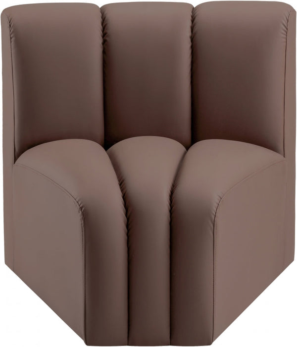 Arc Faux Leather Modular Chair Brown - 101Brown-CC - Vega Furniture