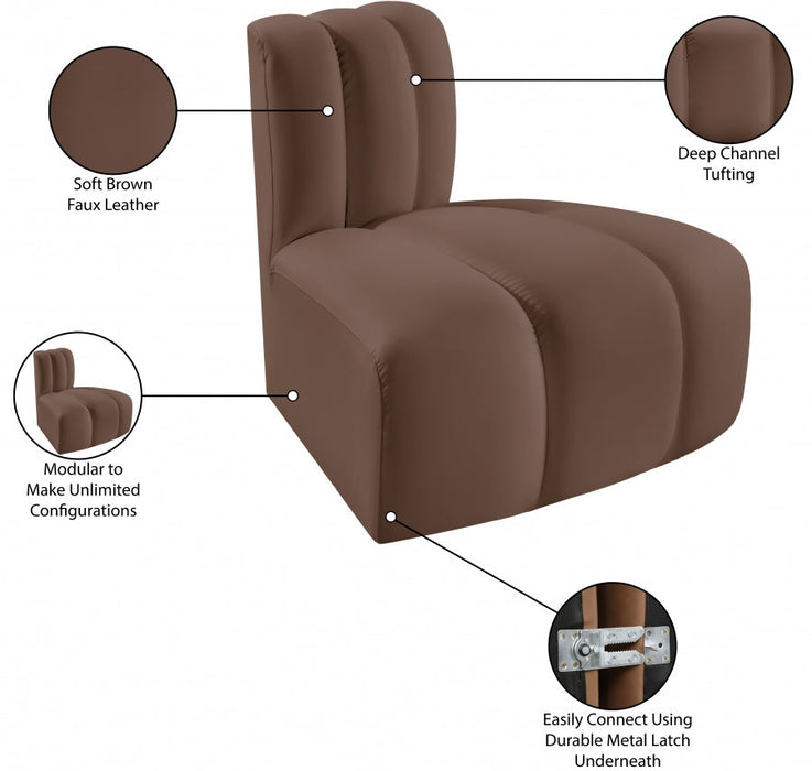 Arc Faux Leather Modular Chair Brown - 101Brown-RC - Vega Furniture