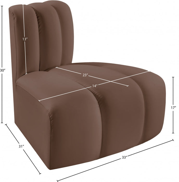 Arc Faux Leather Modular Chair Brown - 101Brown-RC - Vega Furniture
