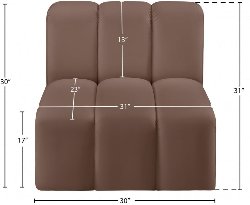 Arc Faux Leather Modular Chair Brown - 101Brown-ST - Vega Furniture