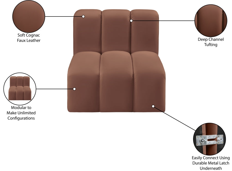 Arc Faux Leather Modular Chair Cognac - 101Cognac-ST - Vega Furniture