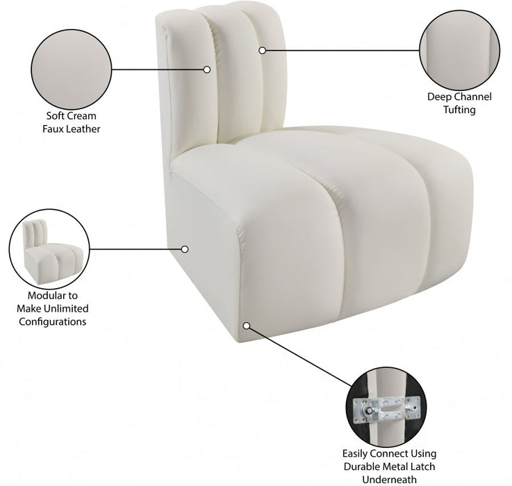 Arc Faux Leather Modular Chair Cream - 101Cream-RC - Vega Furniture