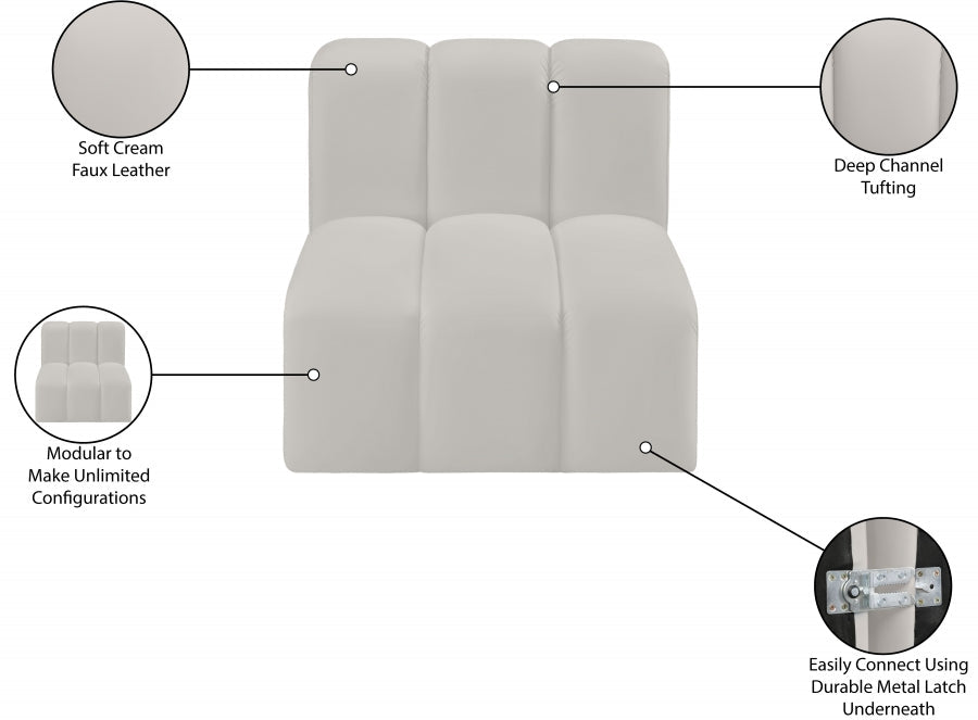 Arc Faux Leather Modular Chair Cream - 101Cream-ST - Vega Furniture