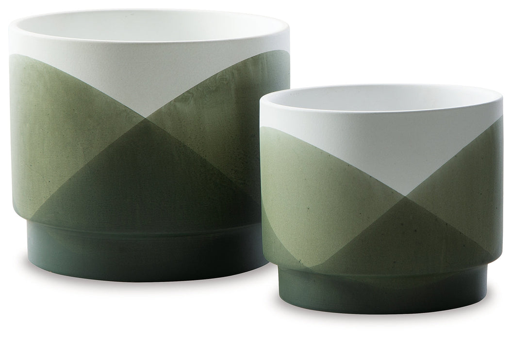 Ardenridge Green/White Planter, Set of 2 - A2000579 - Vega Furniture