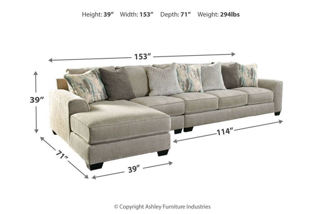 Ardsley Pewter 3-Piece Large LAF Sofa Chaise - SET | 3950416 | 3950467 | 3950446 | 3950408 - Vega Furniture