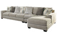 Ardsley Pewter 3-Piece Large RAF Sofa Chaise - SET | 3950417 | 3950466 | 3950446 | 3950408 - Vega Furniture