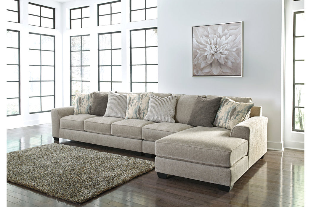 Ardsley Pewter 3-Piece Large RAF Sofa Chaise - SET | 3950417 | 3950466 | 3950446 | 3950408 - Vega Furniture