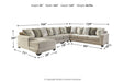 Ardsley Pewter 5-Piece Large LAF Sectional - SET | 3950416 | 3950434 | 3950467 | 3950477 | 3950446 - Vega Furniture