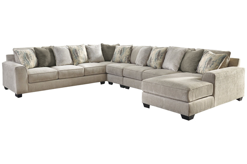 Ardsley Pewter 5-Piece Large RAF Sectional - SET | 3950417 | 3950434 | 3950466 | 3950477 | 3950446 | 3950408 - Vega Furniture