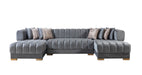 Ariana Gray Velvet Double Chaise Sectional - ARIANAGRAY-SEC - Vega Furniture