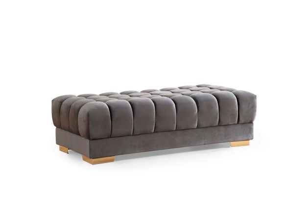 Ariana Gray Velvet Ottoman - ARIANAGRAY-OTT - Vega Furniture