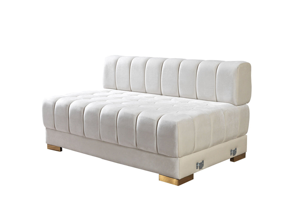 Ariana Ivory Velvet Double Chaise Sectional - ARIANAIVORY-SEC - Vega Furniture