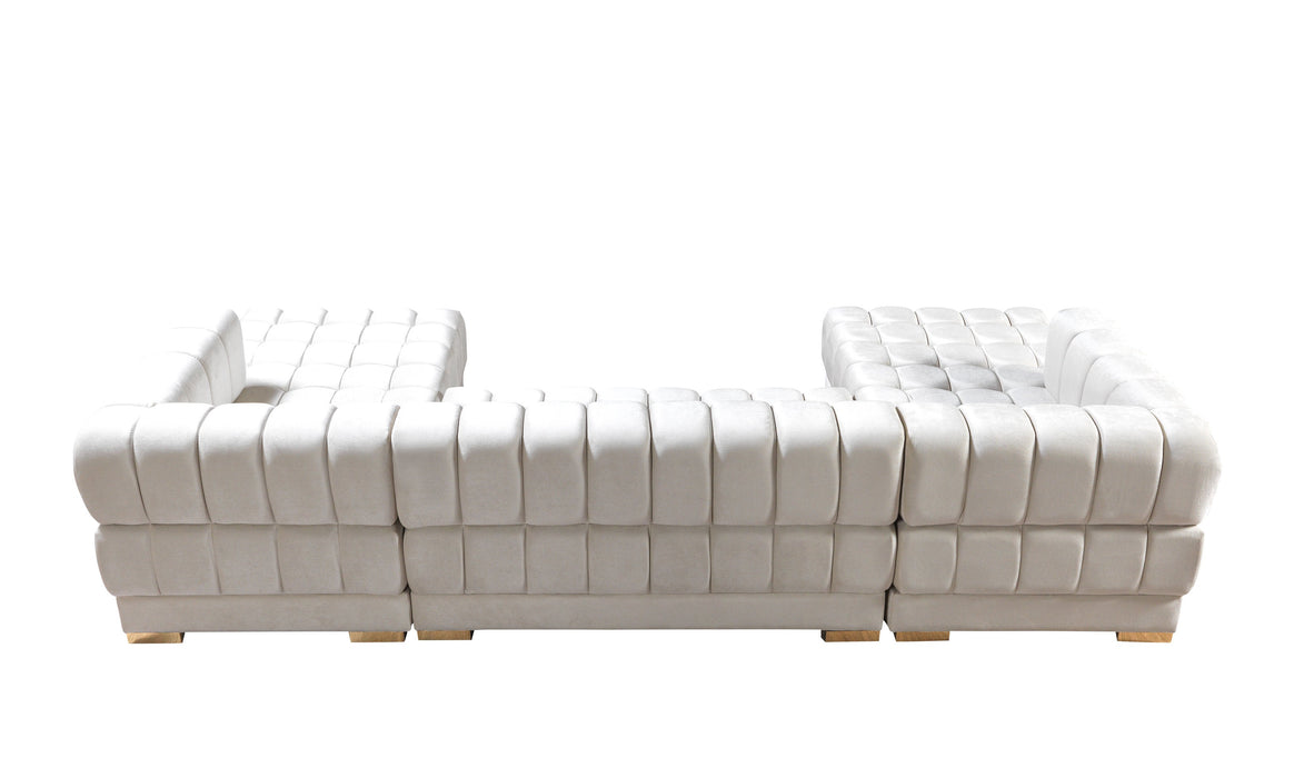 Ariana Ivory Velvet Double Chaise Sectional - ARIANAIVORY-SEC - Vega Furniture