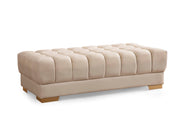 Ariana Ivory Velvet Ottoman - ARIANAIVORY-OTT - Vega Furniture