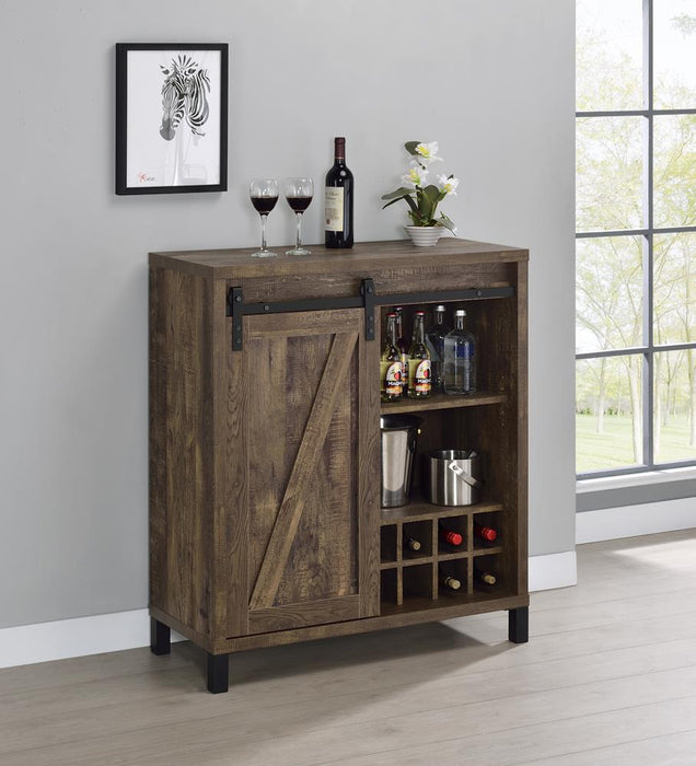 Arlington Rustic Oak Bar Cabinet with Sliding Door - 182852 - Vega Furniture