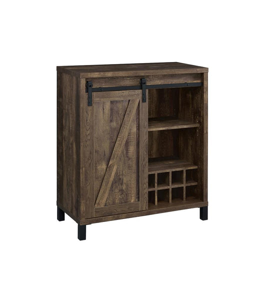 Arlington Rustic Oak Bar Cabinet with Sliding Door - 182852 - Vega Furniture