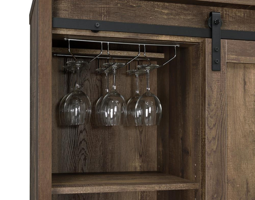 Arlington Rustic Oak Bar Cabinet with Sliding Door - 182852 - Vega Furniture