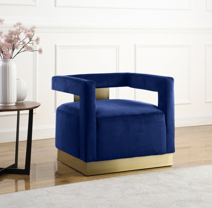 Armani Blue Velvet Accent Chair - 597Navy - Vega Furniture