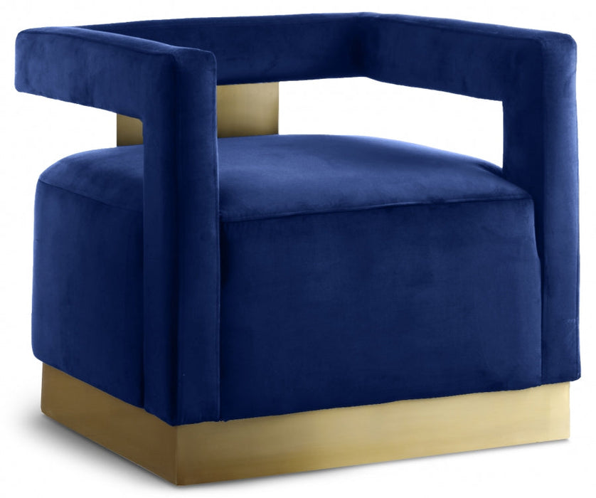 Armani Blue Velvet Accent Chair - 597Navy - Vega Furniture