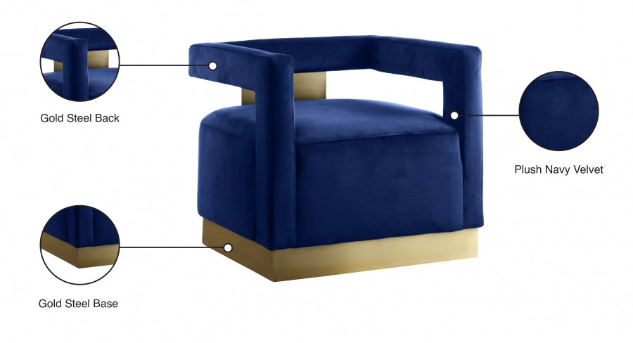 Armani Blue Velvet Accent Chair - 597Navy - Vega Furniture