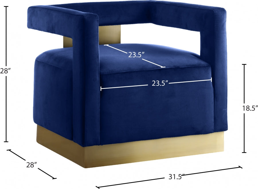 Armani Blue Velvet Accent Chair - 597Navy - Vega Furniture