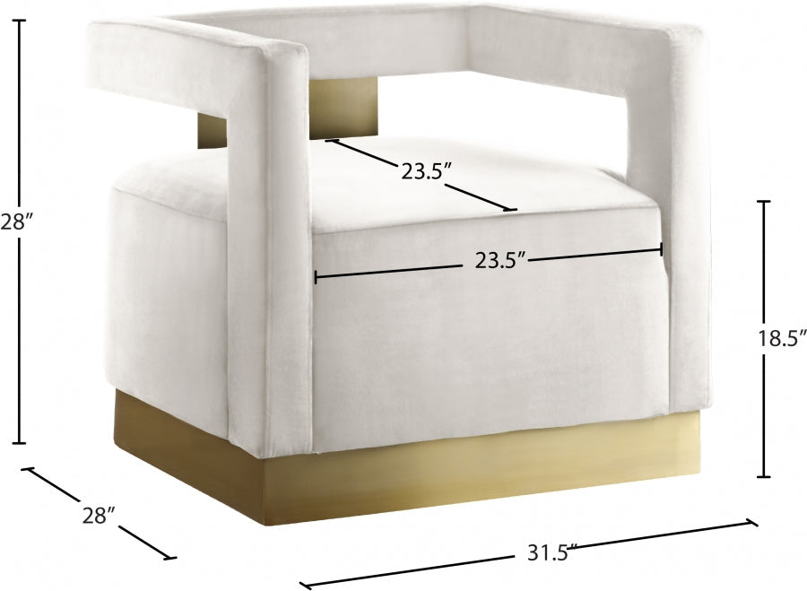 Armani Cream Velvet Accent Chair - 597Cream - Vega Furniture