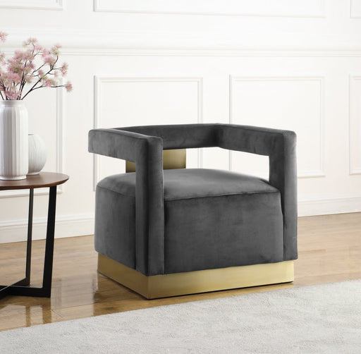 Armani Grey Velvet Accent Chair - 597Grey - Vega Furniture