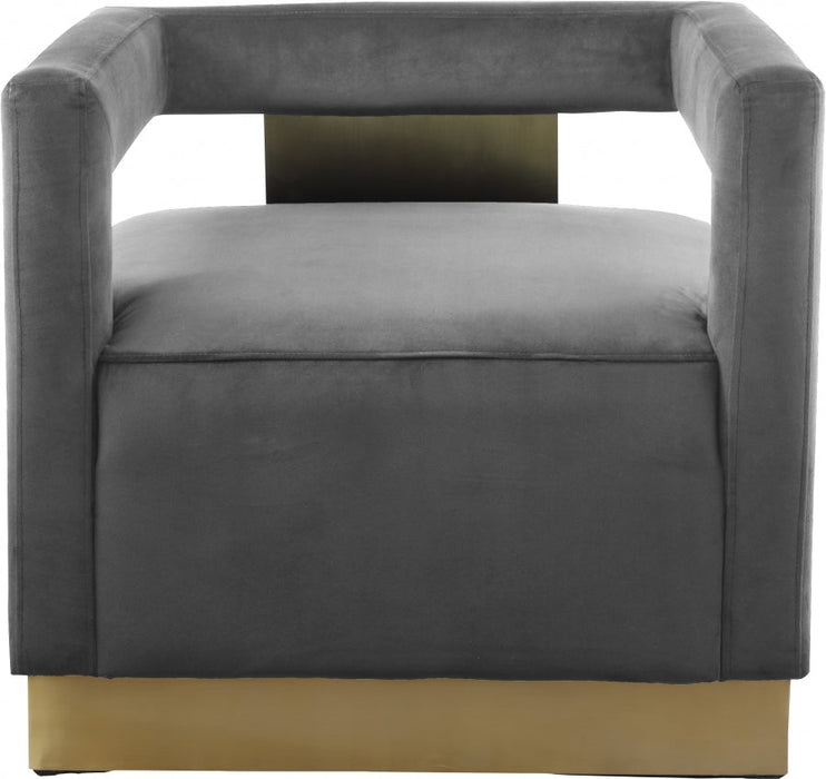 Armani Grey Velvet Accent Chair - 597Grey - Vega Furniture