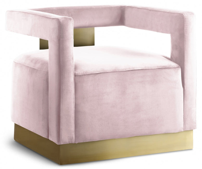 Armani Pink Velvet Accent Chair - 597Pink - Vega Furniture