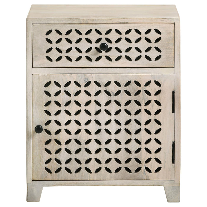 August White Washed 1-Door Accent Cabinet - 953569 - Vega Furniture