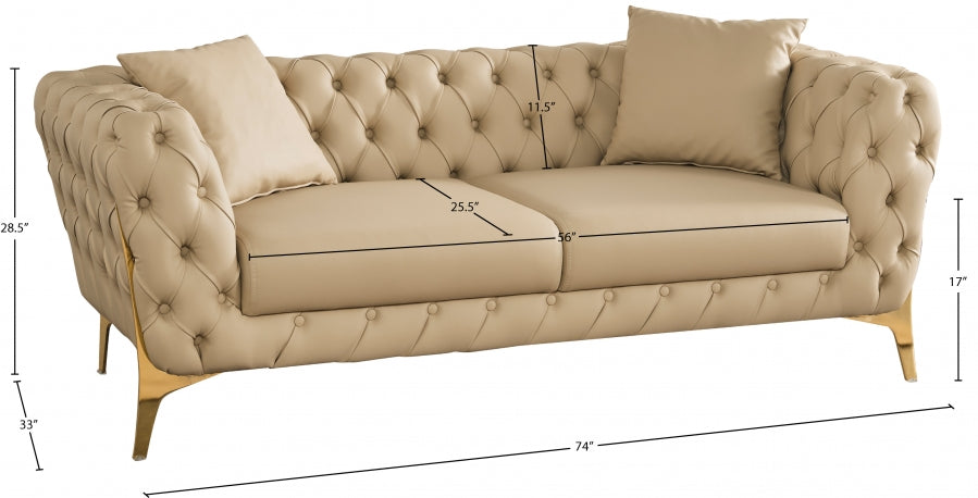 Aurora Beige Faux Leather Loveseat - 682Beige-L - Vega Furniture