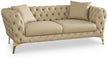 Aurora Beige Faux Leather Loveseat - 682Beige-L - Vega Furniture