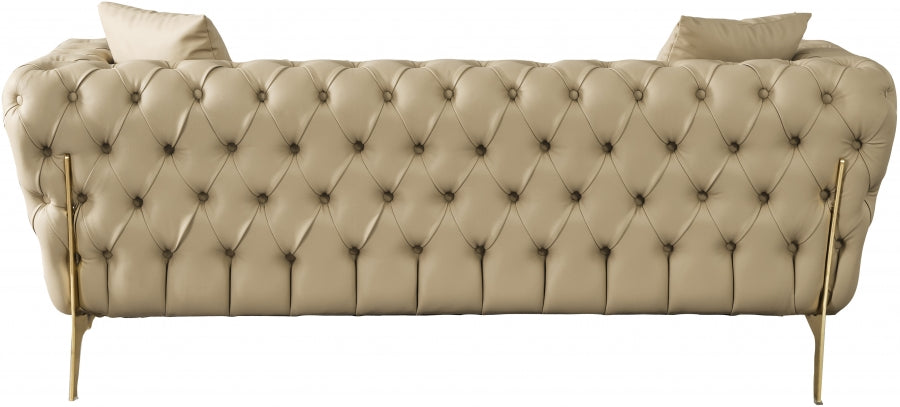 Aurora Beige Faux Leather Loveseat - 682Beige-L - Vega Furniture