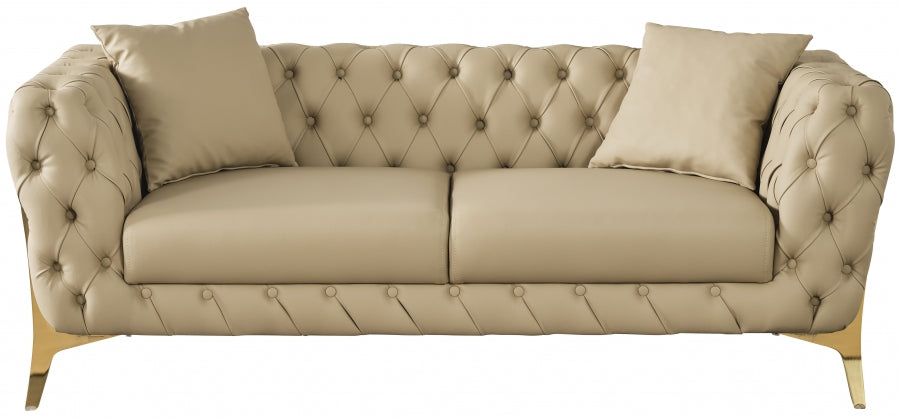 Aurora Beige Faux Leather Loveseat - 682Beige-L - Vega Furniture