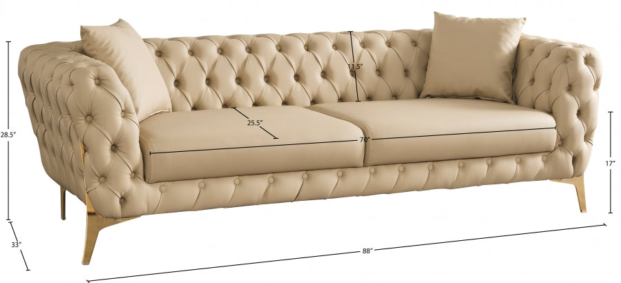 Aurora Beige Faux Leather Sofa - 682Beige-S - Vega Furniture