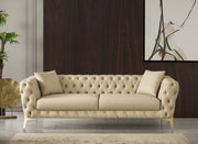 Aurora Beige Faux Leather Sofa - 682Beige-S - Vega Furniture