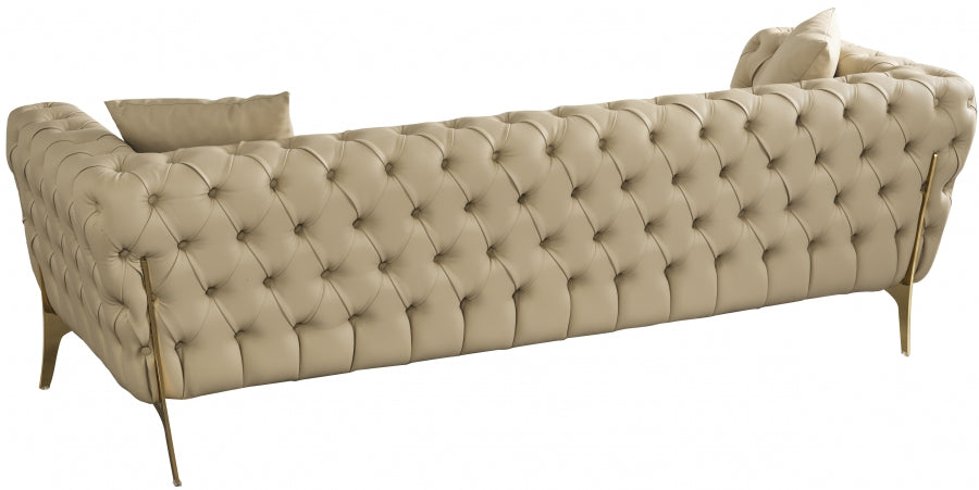 Aurora Beige Faux Leather Sofa - 682Beige-S - Vega Furniture