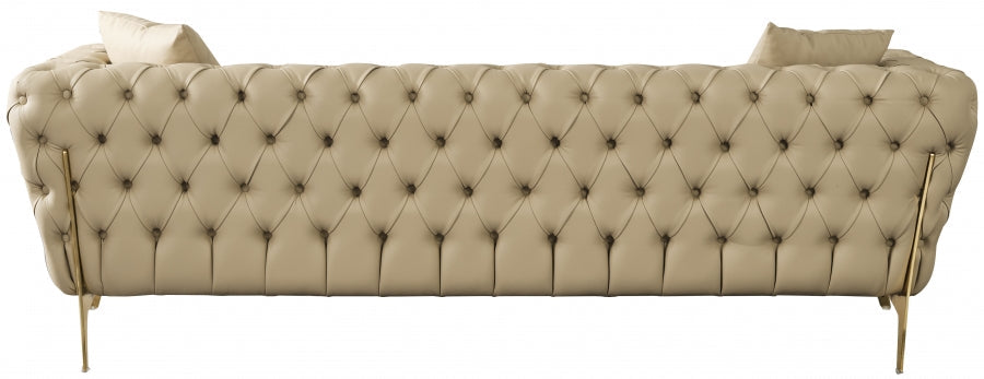 Aurora Beige Faux Leather Sofa - 682Beige-S - Vega Furniture