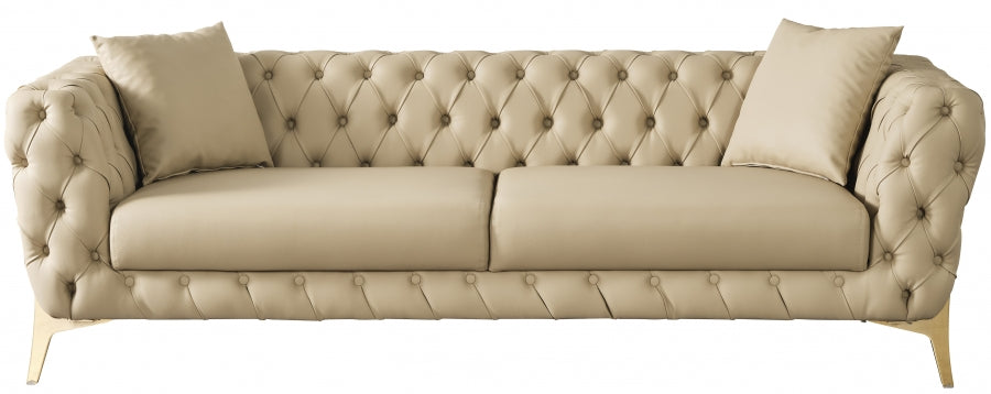 Aurora Beige Faux Leather Sofa - 682Beige-S - Vega Furniture