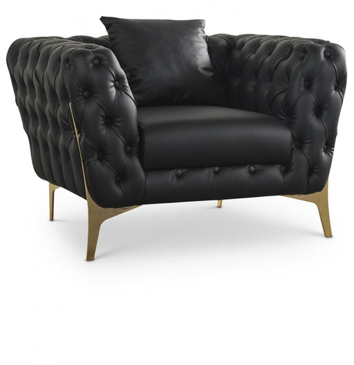 Aurora Black Faux Leather Chair - 682Black-C - Vega Furniture