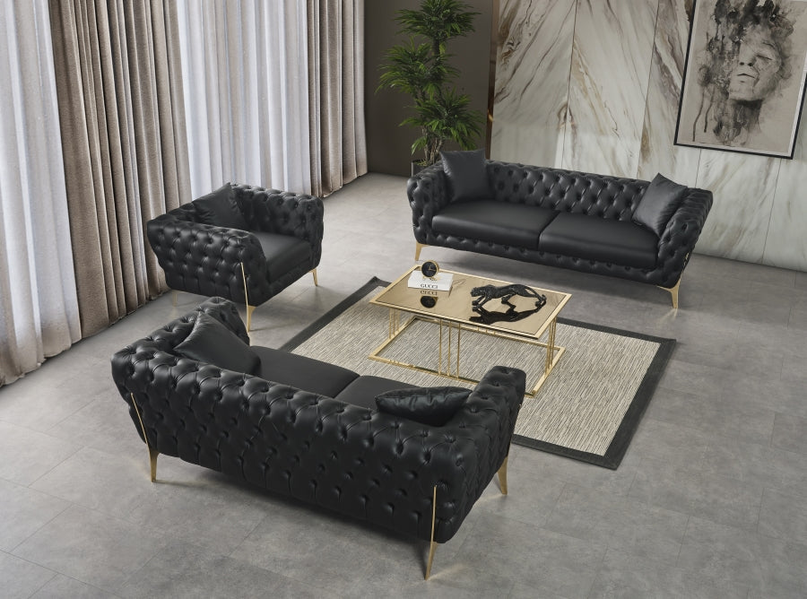 Aurora Black Faux Leather Loveseat - 682Black-L - Vega Furniture