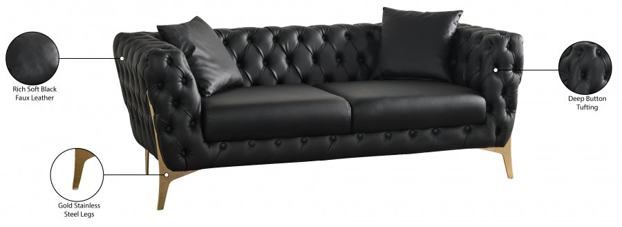 Aurora Black Faux Leather Loveseat - 682Black-L - Vega Furniture