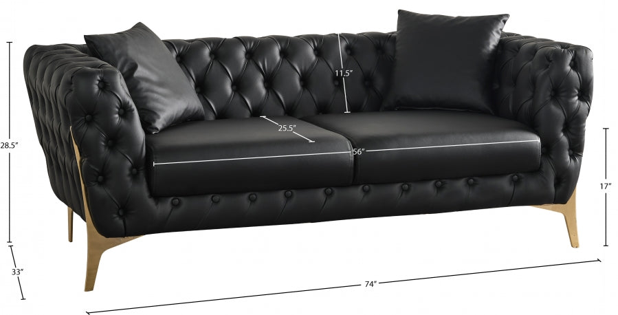 Aurora Black Faux Leather Loveseat - 682Black-L - Vega Furniture