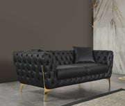 Aurora Black Faux Leather Loveseat - 682Black-L - Vega Furniture