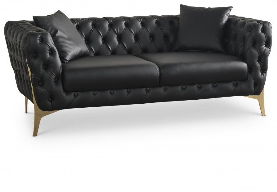 Aurora Black Faux Leather Loveseat - 682Black-L - Vega Furniture