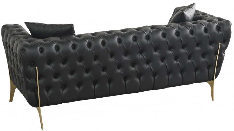 Aurora Black Faux Leather Loveseat - 682Black-L - Vega Furniture