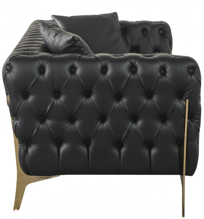 Aurora Black Faux Leather Loveseat - 682Black-L - Vega Furniture