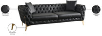 Aurora Black Faux Leather Sofa - 682Black-S - Vega Furniture